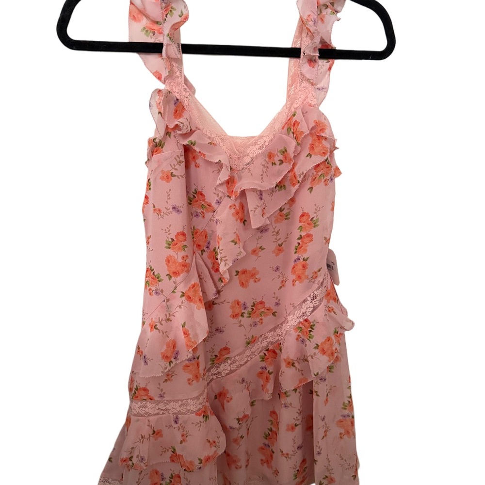 Altar'd State Pink Floral Ruffle Pink Dress XXS Wedding Guest